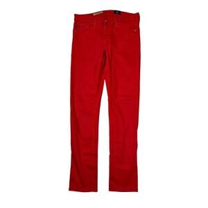 AG Adriano Goldschmied Jeans Stevie Slim Straight Ankle Pants Low Rise Red 25R